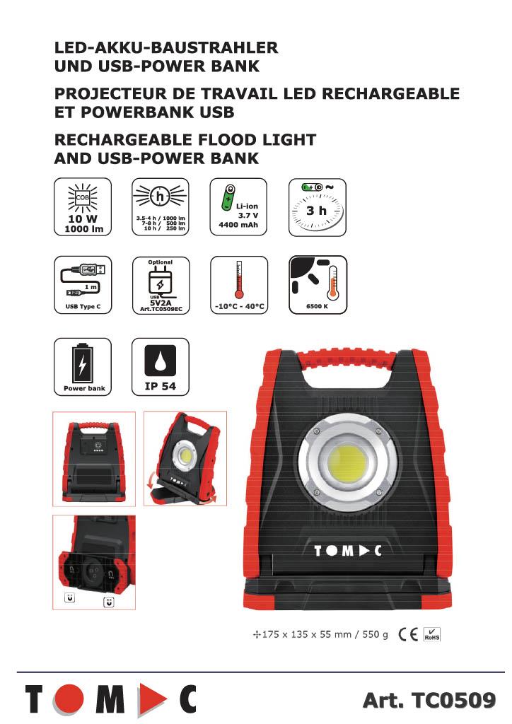 TC0509 TOMAC LED-Akku-Baustrahler und USB-Powerbank – Bild 5