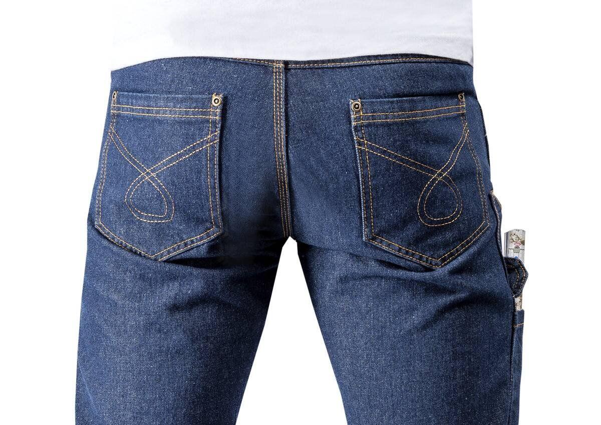 Arbeitsjeans mit Kniebesatz, Farbe Blau, Gr.27 – Bild 4