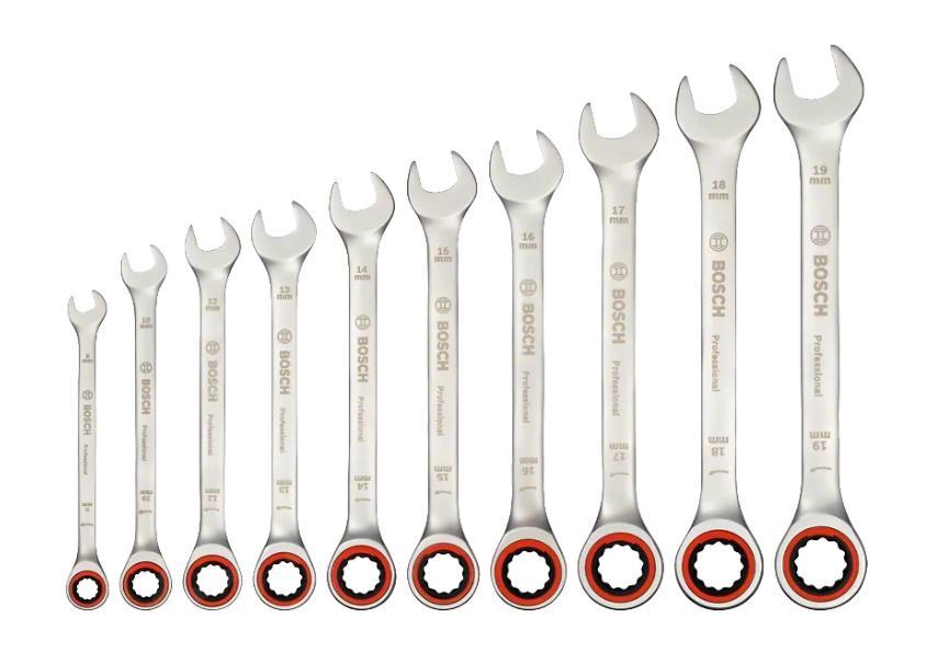 Bosch Maul Ring Ratschenschlüssel Set, 10tlg. 1600A02AU0 – Bild 3