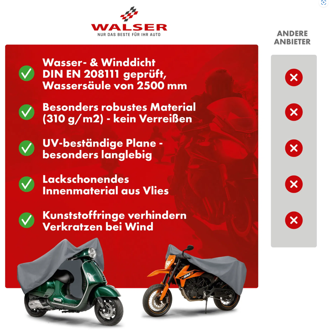Walser Premium Motorrad Abdeckplane S, Vespa-Abdeckplane – Bild 6
