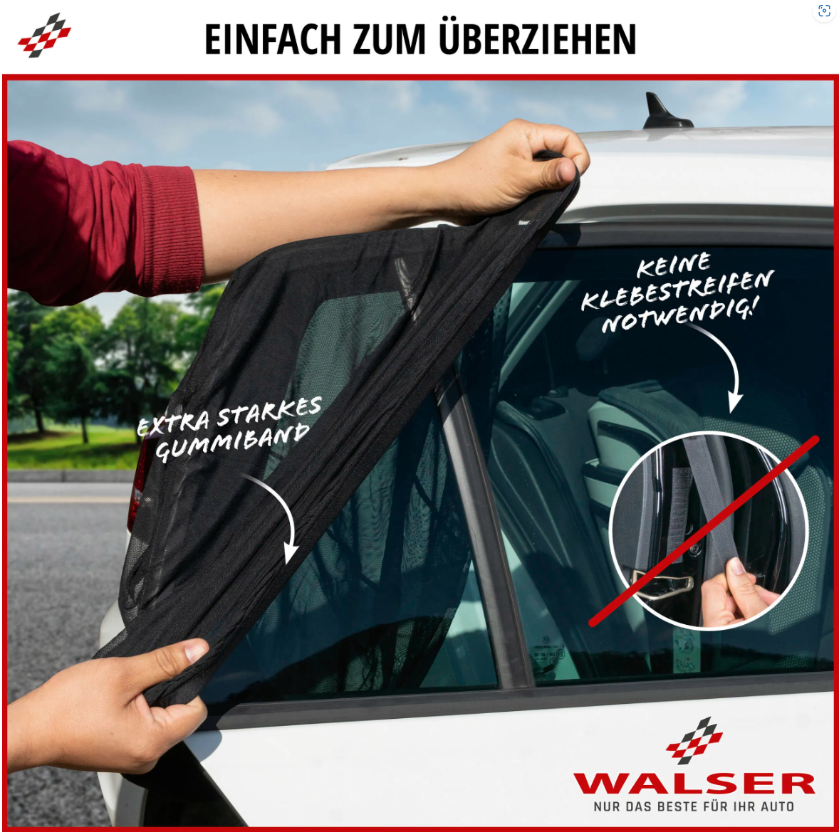 Sonnenschutz Window Sock Premium, 2er Set Sonnenblenden-Seitenscheibe, Auto-Sonnenschutz schwarz. – Bild 4