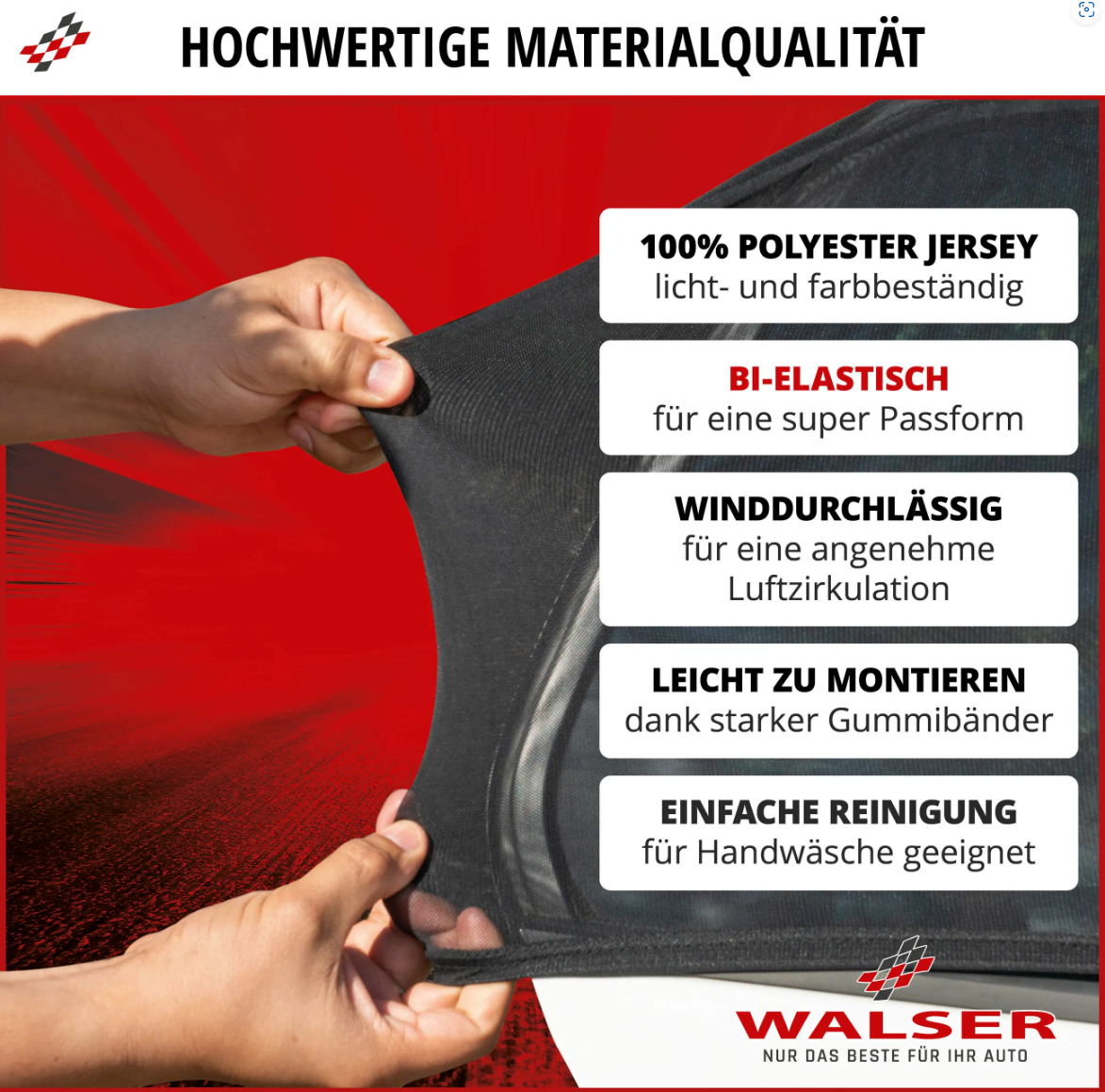 Sonnenschutz Window Sock Premium, 2er Set Sonnenblenden-Seitenscheibe, Auto-Sonnenschutz schwarz. – Bild 5