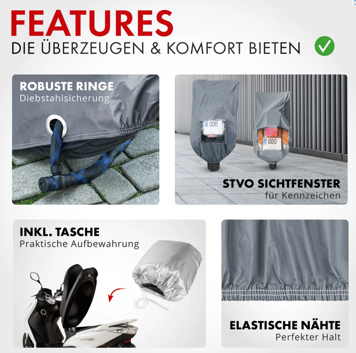 Walser Premium Motorrad Abdeckplane S, Vespa-Abdeckplane – Bild 5