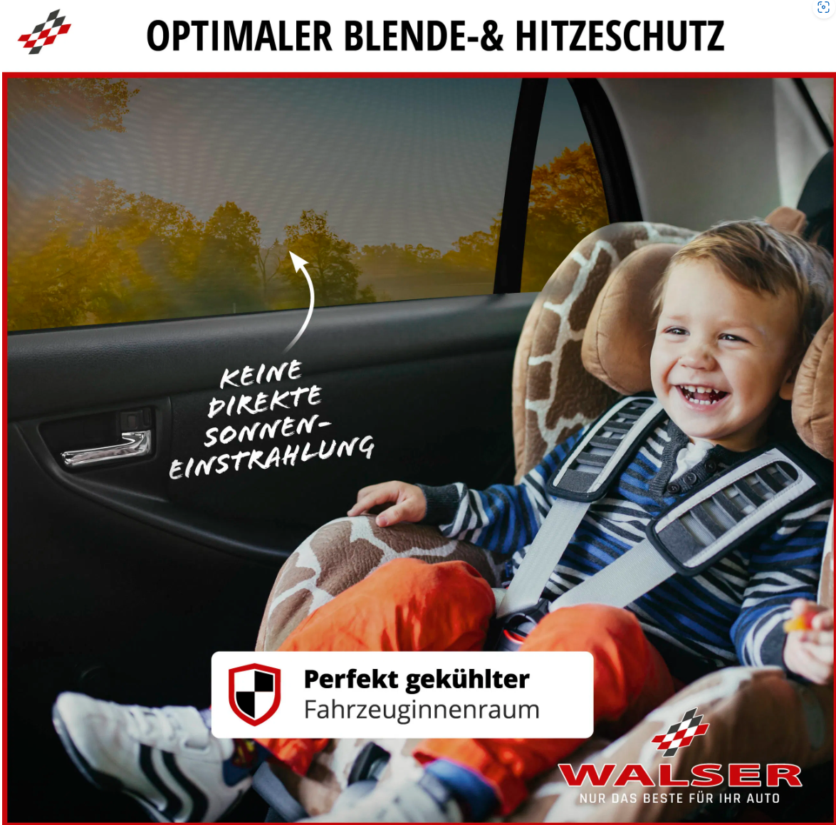 Sonnenschutz Window Sock Premium, 2er Set Sonnenblenden-Seitenscheibe, Auto-Sonnenschutz schwarz. – Bild 2