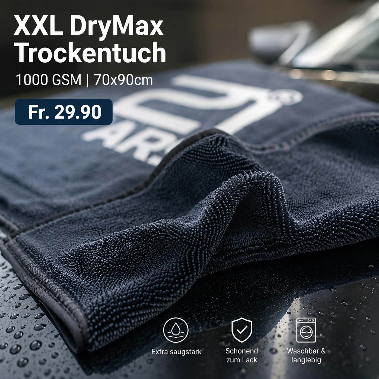 XXL DryMax Trockentuch 1000 GSM | 70x90cm Schweizer-Qualität