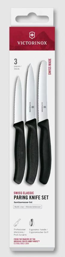Victorinox Swiss Classic Gemüsemesser-Set, 3-teilig, 11 cm, schwarz, Box